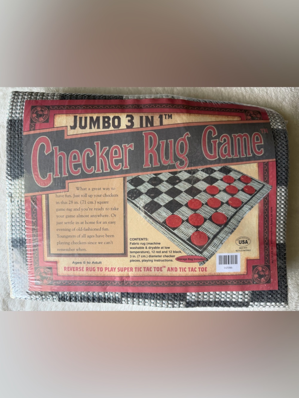 Checker Rug Game Jumbo 3 in 1 - Red, Black, Cream
